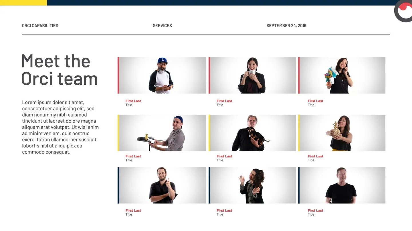 Presentation slide: meet the Orci team.